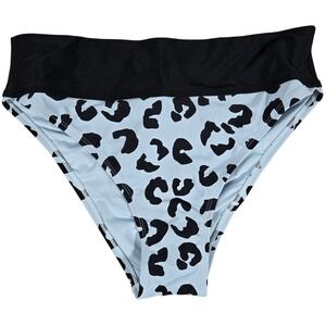 DKNY Womens High-Waist‎ Leopard Printed Swim Bottom Separates in Blue L NWT